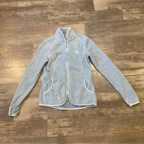 The North Face Women's Light Gray/Lite blue Zip-Up Jacket sz M - Picture 1 of 10